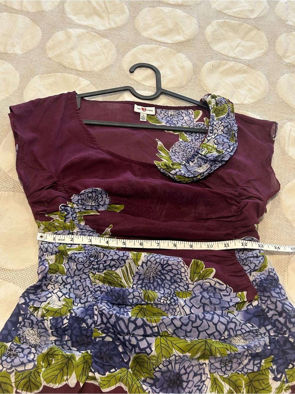 We Love Vera for Anthropologie NWOT Floral Peplum Blouse Plum Purple Size 0 - Picture 7 of 9